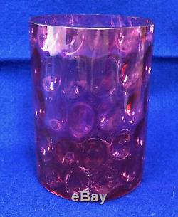 S18 Antique Pickle Castor With Tongs Thumb Print Cranberry Glass Tufts Frame