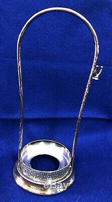 S18 Antique Pickle Castor With Tongs Thumb Print Cranberry Glass Tufts Frame