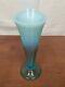 Scarce Model Flint Calyx Blue Opalescent Art Glass Hard To Find Footed Bud Vase