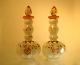 Set 1940s Fenton Gold Crest Milk Glass Melon Perfume Bottles 9tall Hand Painted