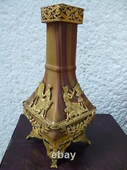 SEVRES lithyalin glass vase signed in gilt bronze mount-1890-A. Landier &Fils