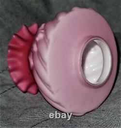 SII 517 Embossed Swirl & Lief Satin Art Glass Miniature Oil Lamp 8 1/2 H MINT