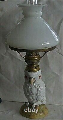 SII 517 Embossed Swirl & Lief Satin Art Glass Miniature Oil Lamp 8 1/2 H MINT