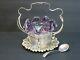Stevens & Williams Amethyst Art Glass Threaded Bowl In Silverplated Stand 1880's