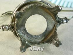 Salesman Sample Miniature Victorian Brides Basket Art Glass Bowl Silver Frame EX