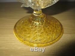 Salviati Barovier Toso Venetian Dolphin Fish Glass Vase Gold Yellow Murano