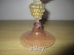 Salviati Barovier Toso Venetian Glass Grape Stem Vase Gold Pink Murano Dish Bowl