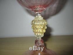 Salviati Barovier Toso Venetian Glass Grape Stem Vase Gold Pink Murano Dish Bowl