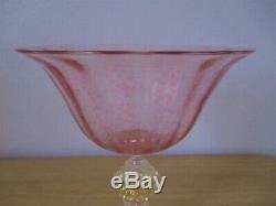 Salviati Barovier Toso Venetian Glass Grape Stem Vase Gold Pink Murano Dish Bowl