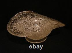 Sandwich Flint Glass Craquelle Overshot 8 Art Glass Bowl with Pulled Up Sides