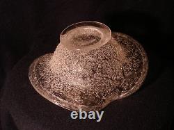 Sandwich Flint Glass Craquelle Overshot 8 Art Glass Bowl with Pulled Up Sides