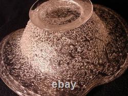 Sandwich Flint Glass Craquelle Overshot 8 Art Glass Bowl with Pulled Up Sides