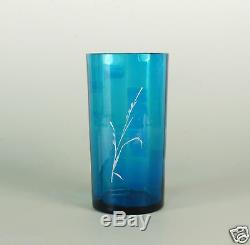 Sapphire Blue Victorian era Mary Gregory Glass Bohemian Tumblers