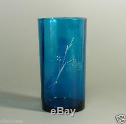 Sapphire Blue Victorian era Mary Gregory Glass Bohemian Tumblers