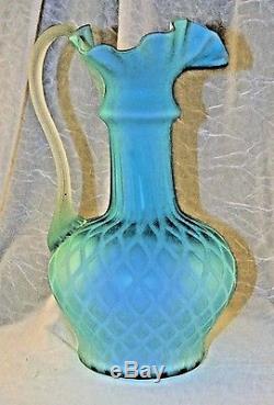 Satin Glass Pitcher Cased Quilted Diamond 9 10