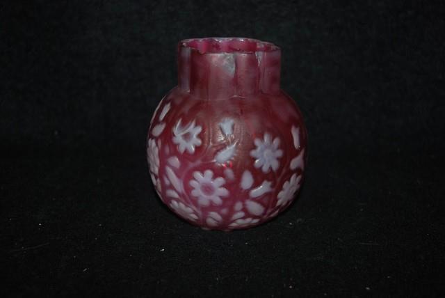 Scarce Beautiful Victorian Findlay Floradine Cranberry Opalescent Spooner 1880s