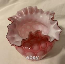 Scarce c. 1883 Phoenix Art Glass Pink Honeycomb Vase, Joseph Webb Glossy 4.75