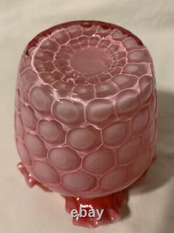 Scarce c. 1883 Phoenix Art Glass Pink Honeycomb Vase, Joseph Webb Glossy 4.75