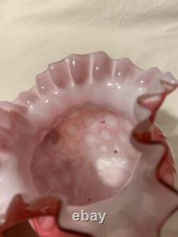 Scarce c. 1883 Phoenix Art Glass Pink Honeycomb Vase, Joseph Webb Glossy 4.75