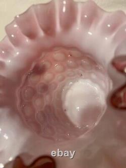 Scarce c. 1883 Phoenix Art Glass Pink Honeycomb Vase, Joseph Webb Glossy 4.75