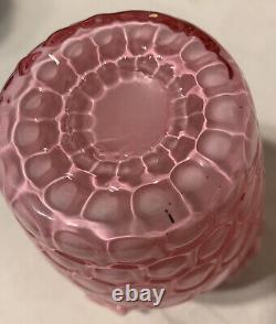 Scarce c. 1883 Phoenix Art Glass Pink Honeycomb Vase, Joseph Webb Glossy 4.75