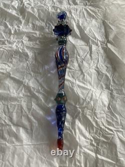 Set Of 6 Art Glass Ornament Corning NY Heavy Glass Colorful Victorian Drop