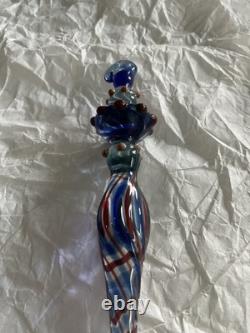 Set Of 6 Art Glass Ornament Corning NY Heavy Glass Colorful Victorian Drop
