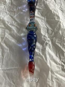 Set Of 6 Art Glass Ornament Corning NY Heavy Glass Colorful Victorian Drop