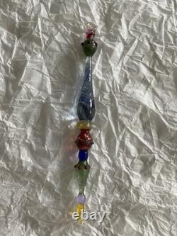 Set Of 6 Art Glass Ornament Corning NY Heavy Glass Colorful Victorian Drop