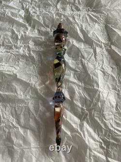 Set Of 6 Art Glass Ornament Corning NY Heavy Glass Colorful Victorian Drop