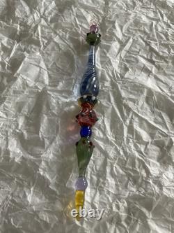 Set Of 6 Art Glass Ornament Corning NY Heavy Glass Colorful Victorian Drop