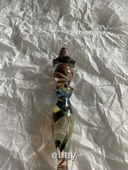 Set Of 6 Art Glass Ornament Corning NY Heavy Glass Colorful Victorian Drop