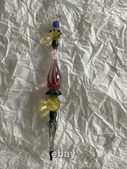 Set Of 6 Art Glass Ornament Corning NY Heavy Glass Colorful Victorian Drop