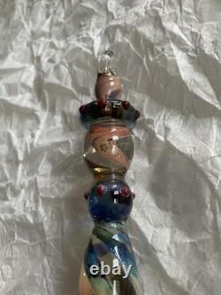 Set Of 6 Art Glass Ornament Corning NY Heavy Glass Colorful Victorian Drop