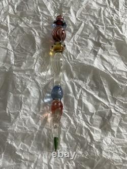 Set Of 6 Art Glass Ornament Corning NY Heavy Glass Colorful Victorian Drop