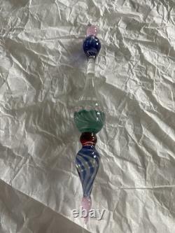 Set Of 6 Art Glass Ornament Corning NY Heavy Glass Colorful Victorian Drop