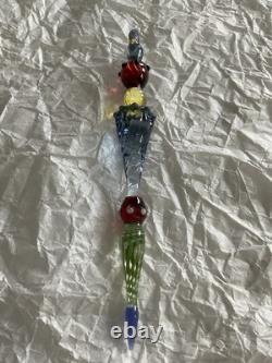 Set Of 6 Art Glass Ornament Corning NY Heavy Glass Colorful Victorian Drop