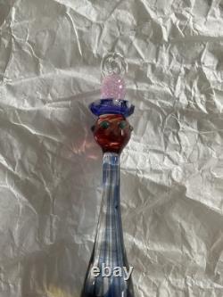 Set Of 6 Art Glass Ornament Corning NY Heavy Glass Colorful Victorian Drop
