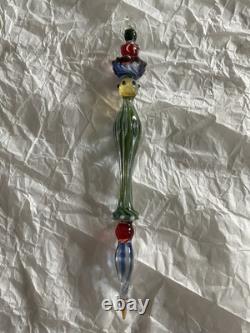 Set Of 6 Art Glass Ornament Corning NY Heavy Glass Colorful Victorian Drop