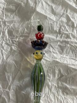 Set Of 6 Art Glass Ornament Corning NY Heavy Glass Colorful Victorian Drop
