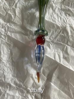 Set Of 6 Art Glass Ornament Corning NY Heavy Glass Colorful Victorian Drop