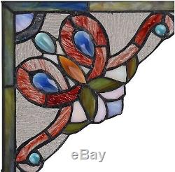 Set of 2 Victorian Tiffany Style Stained Glass Corner Window Panel 8 Home Decor