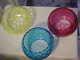 Set Of 3 Colors Victorian Art Glass Kerosene Thumbprint 5 Fish Bowl Lamp Shades