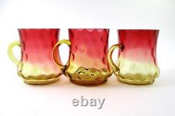 Set of 3 antique AMBERINA art glass Handled PUNCH CUPS mugs Victorian c. 1890's