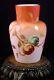 Signed Antique Victorian Bohemian Harrach Apricot To Pink Enamel Art Glass Vase