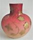 Signed Harrach 7 Peachblow Silver Gold Enamel Antique Bohemian Art Glass Vase