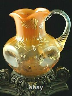 Signed Loetz Makart / Pink Hand Painted DEK III/41 Victorian Art Glass Pitcher