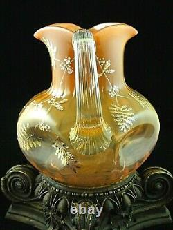 Signed Loetz Makart / Pink Hand Painted DEK III/41 Victorian Art Glass Pitcher