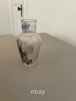 Signed Mont Joye Cameo Glass Acid Cut Back Vase French Art Nouveau ACB Art Glass