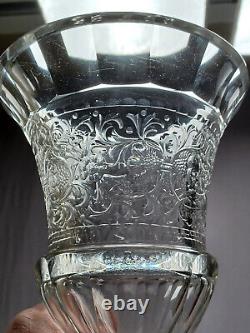 Signed Moser Engraved Floral Scrollwork & Cut Crystal Vase Dated 1895-1920 AS IS